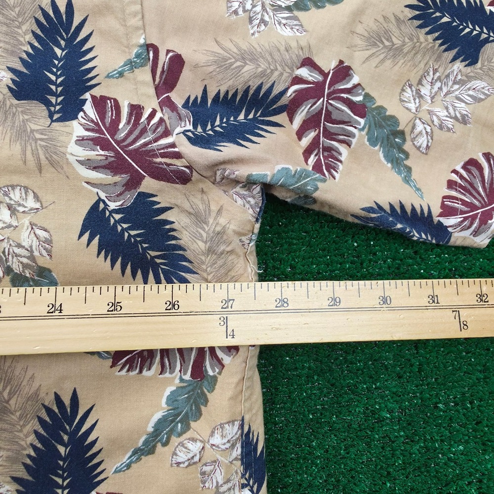 Natural Issue Hawaiian Shirt Mens 2XL Tan Tropical Leaf Print Cotton Aloha - Picture 5 of 8